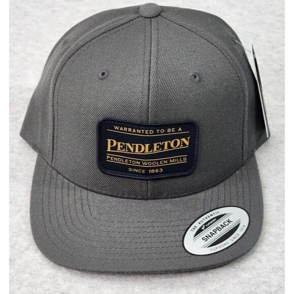Pendleton Classic Yupoong Hat One Size Gray Snapback Blue Patch Wool Blend Cap - Picture 1 of 10